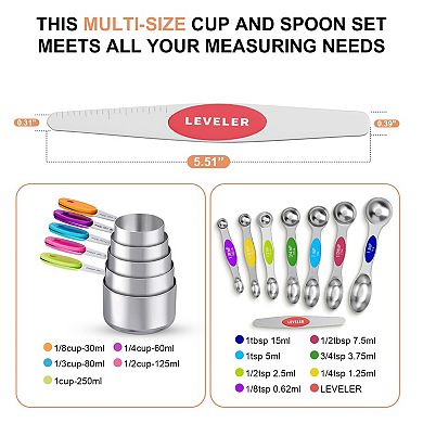 13-piece Magnetic Measuring Cups Spoons Set with Leveler