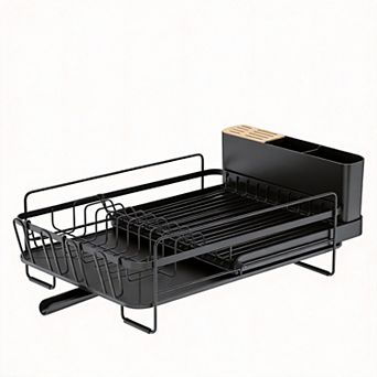 Extendable Dish Rack with Cutlery & Cup Holders