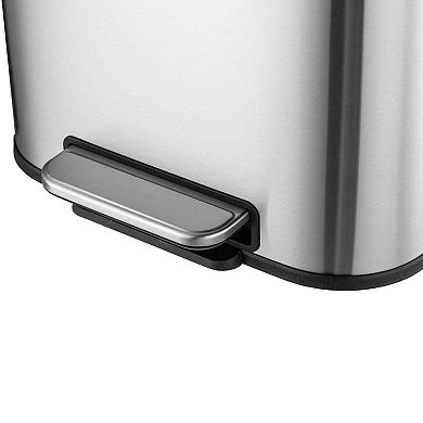 Stainless Steel Kitchen Trash Can with Soft-Close Lid and Removable Inner Bucket- Garbage Bin