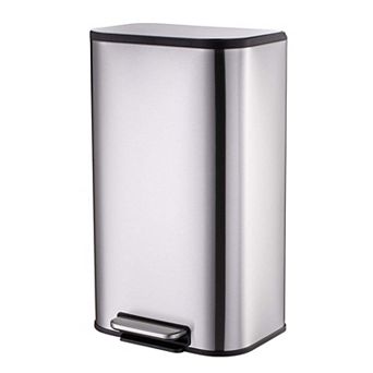 Stainless Steel Kitchen Trash Can with Soft-Close Lid and Removable Inner Bucket- Garbage Bin
