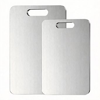 2 pc Titanium Stainless Steel Cutting Board Set for Meat Fruit Veg