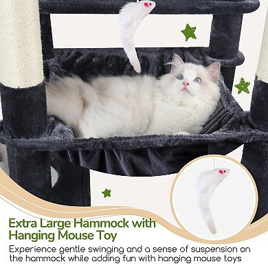 70" Heavy Duty Cat Tree Tower with Hammock Condo for Indoor Cats