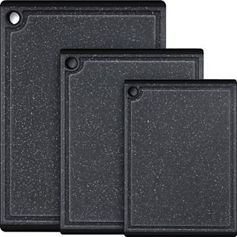 3 pc Plastic Cutting Boards Set Dishwasher Safe Non-Slip Juice Grooves