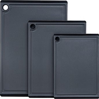 3 pc Plastic Cutting Boards Set Dishwasher Safe Non-Slip Juice Grooves