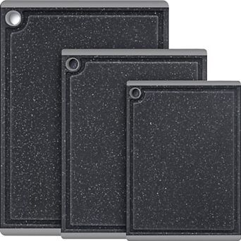 3 pc Plastic Cutting Boards Set Dishwasher Safe Non-Slip Juice Grooves