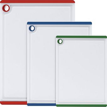 3 pc Plastic Cutting Boards Set Dishwasher Safe Non-Slip Juice Grooves
