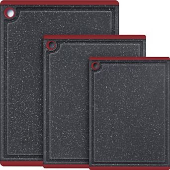 3 pc Plastic Cutting Boards Set Dishwasher Safe Non-Slip Juice Grooves