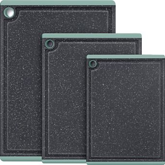 3 pc Plastic Cutting Boards Set Dishwasher Safe Non-Slip Juice Grooves