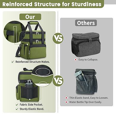 15L Double-Deck Leakproof Expandable Cooler Tote for Work Picnic