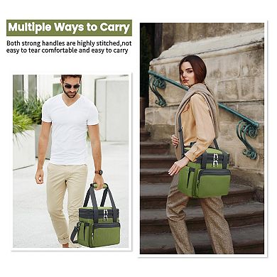 15L Double-Deck Leakproof Expandable Cooler Tote for Work Picnic