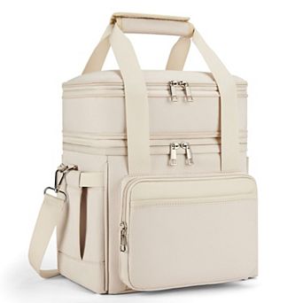 15L Double-Deck Leakproof Expandable Cooler Tote for Work Picnic