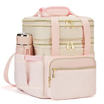 15L Double-Deck Leakproof Expandable Cooler Tote for Work Picnic