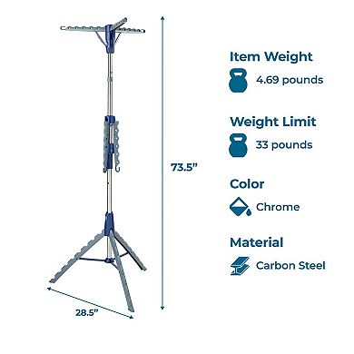 2-Tier Foldable Steel Drying Rack 6ft Tall 30 Garment Indoor Outdoor