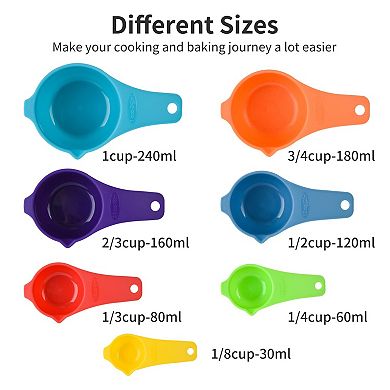 15 pieces, Plastic Measuring Cups and Spoons Set for Cooking Baking