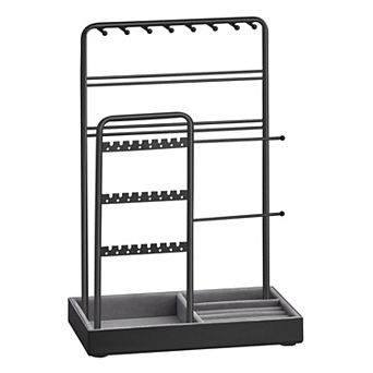 Double Row Velvet Jewelry Organizer Stand Holder for Necklaces Earrings Rings