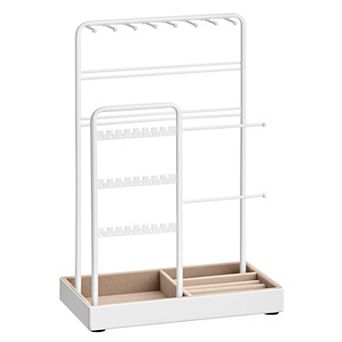 Double Row Velvet Jewelry Organizer Stand Holder for Necklaces Earrings Rings