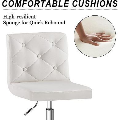 PU Leather Mid-Back Armless Adjustable Swivel Chair 360° Rolling Swivel