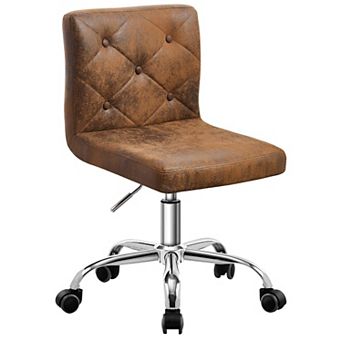 PU Leather Mid-Back Armless Adjustable Swivel Chair 360° Rolling Swivel