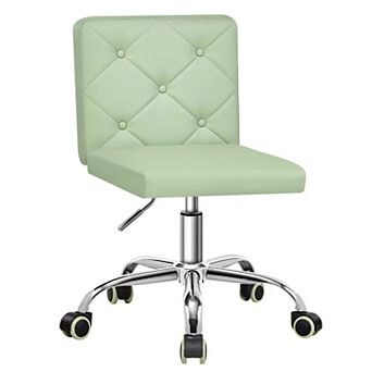 PU Leather Mid-Back Armless Adjustable Swivel Chair 360° Rolling Swivel