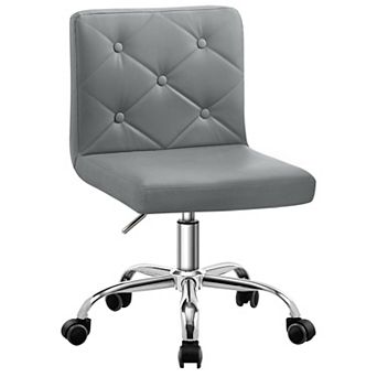PU Leather Mid-Back Armless Adjustable Swivel Chair 360° Rolling Swivel