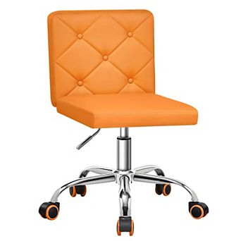 PU Leather Mid-Back Armless Adjustable Swivel Chair 360° Rolling Swivel