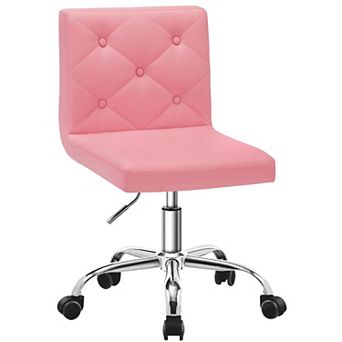 PU Leather Mid-Back Armless Adjustable Swivel Chair 360° Rolling Swivel