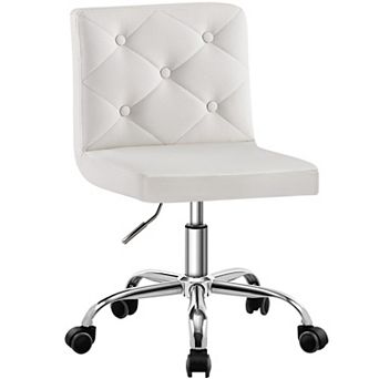 PU Leather Mid-Back Armless Adjustable Swivel Chair 360° Rolling Swivel
