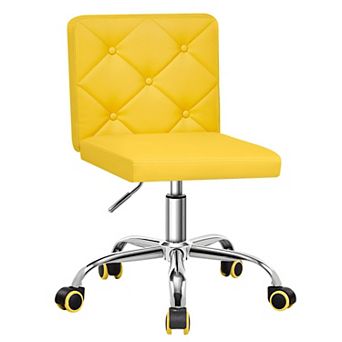 PU Leather Mid-Back Armless Adjustable Swivel Chair 360° Rolling Swivel