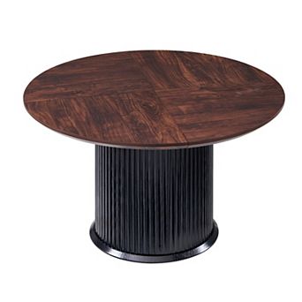 47" Fluted Round Dining Table for 4-6, Modern Pedestal Kitchen Table with Thick Edge for Dining Room