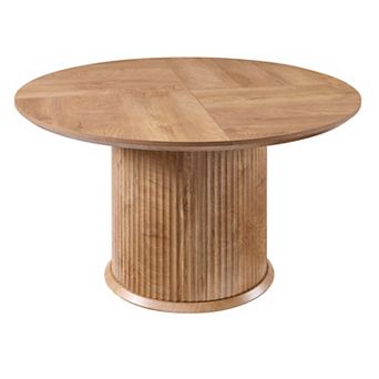 47" Fluted Round Dining Table for 4-6, Modern Pedestal Kitchen Table with Thick Edge for Dining Room