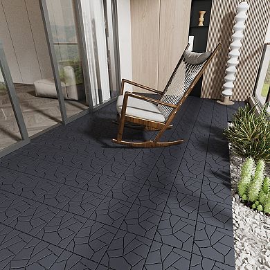 WOW PIONEER Interlocking Plastic Patio Deck Tiles for Easy DIY Outdoor Flooring 44pcs