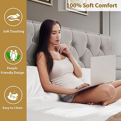 Velvet Upholstered Bed Frame, Platform with Tall Tufted Headboard, 2 Under-Bed Storage Drawers