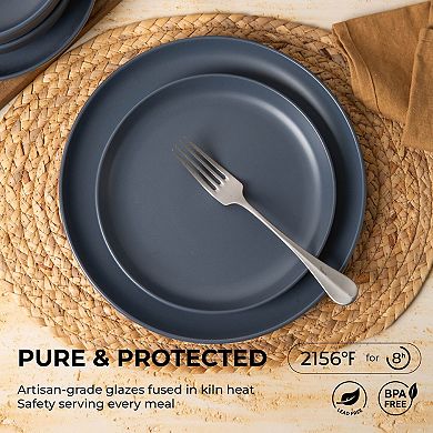 12-Piece Stoneware Dinnerware Sets with Mug, Microwave Dishwasher Safe,Dinner Plates Bowls Set for 3