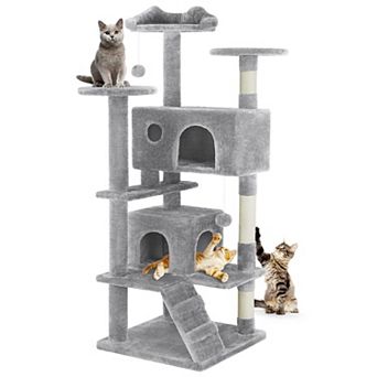 54" Multi-Level Cat Tree with Condos Posts Platform Ladder Toys