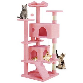 54" Multi-Level Cat Tree with Condos Posts Platform Ladder Toys