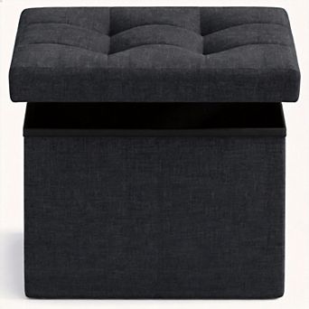 Foldable Linen Storage Ottoman Footrest Stool
