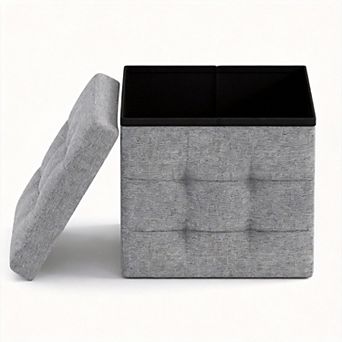 Foldable Linen Storage Ottoman Footrest Stool