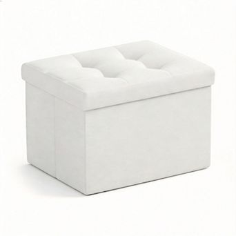 Foldable Linen Storage Ottoman Footrest Stool