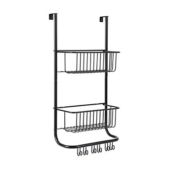 Over the Door Metal Shower Caddy with 2 Baskets and 6 Hooks