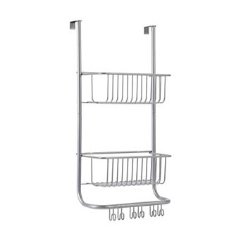 Over the Door Metal Shower Caddy with 2 Baskets and 6 Hooks