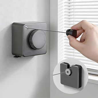 Heavy Duty 16.7ft Retractable Steel Wire Clothesline 40lb Indoor Outdoor