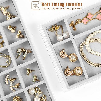 5-Drawer Clear Jewelry Organizer Box Velvet Lining Stackable Gift