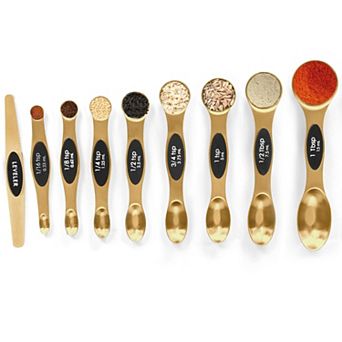 9 pc Magnetic Stainless Measuring Spoons with Leveler Stackable Spice Jar Fit