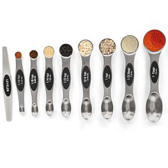 9 pc Magnetic Stainless Measuring Spoons with Leveler Stackable Spice Jar Fit