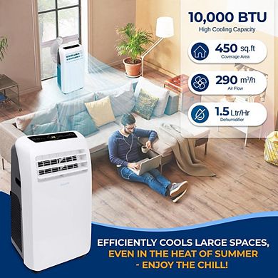 Air Conditioner Portable 10,000 BTU with Dehumidifier, AC for rooms up to 450 sq ft - Remote Control