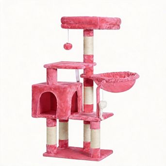 43.3" Cat Tree Tower Condo Plush Perch Hammock Sisal Posts