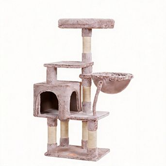 43.3" Cat Tree Tower Condo Plush Perch Hammock Sisal Posts