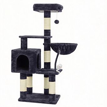 43.3" Cat Tree Tower Condo Plush Perch Hammock Sisal Posts