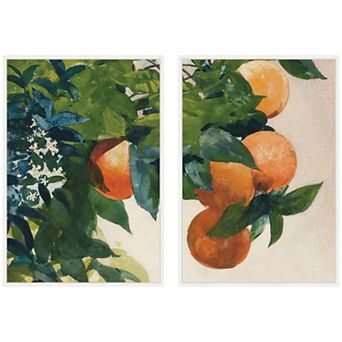 Oranges on a Branch 2 pc Framed Canvas Wall Art Set by Nostalgia Prints