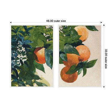 Oranges on a Branch 2 Piece Framed Canvas Wall Art Set by Nostalgia Prints